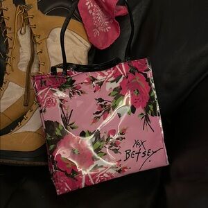 Betsey Johnson Pink and Black Floral Tote